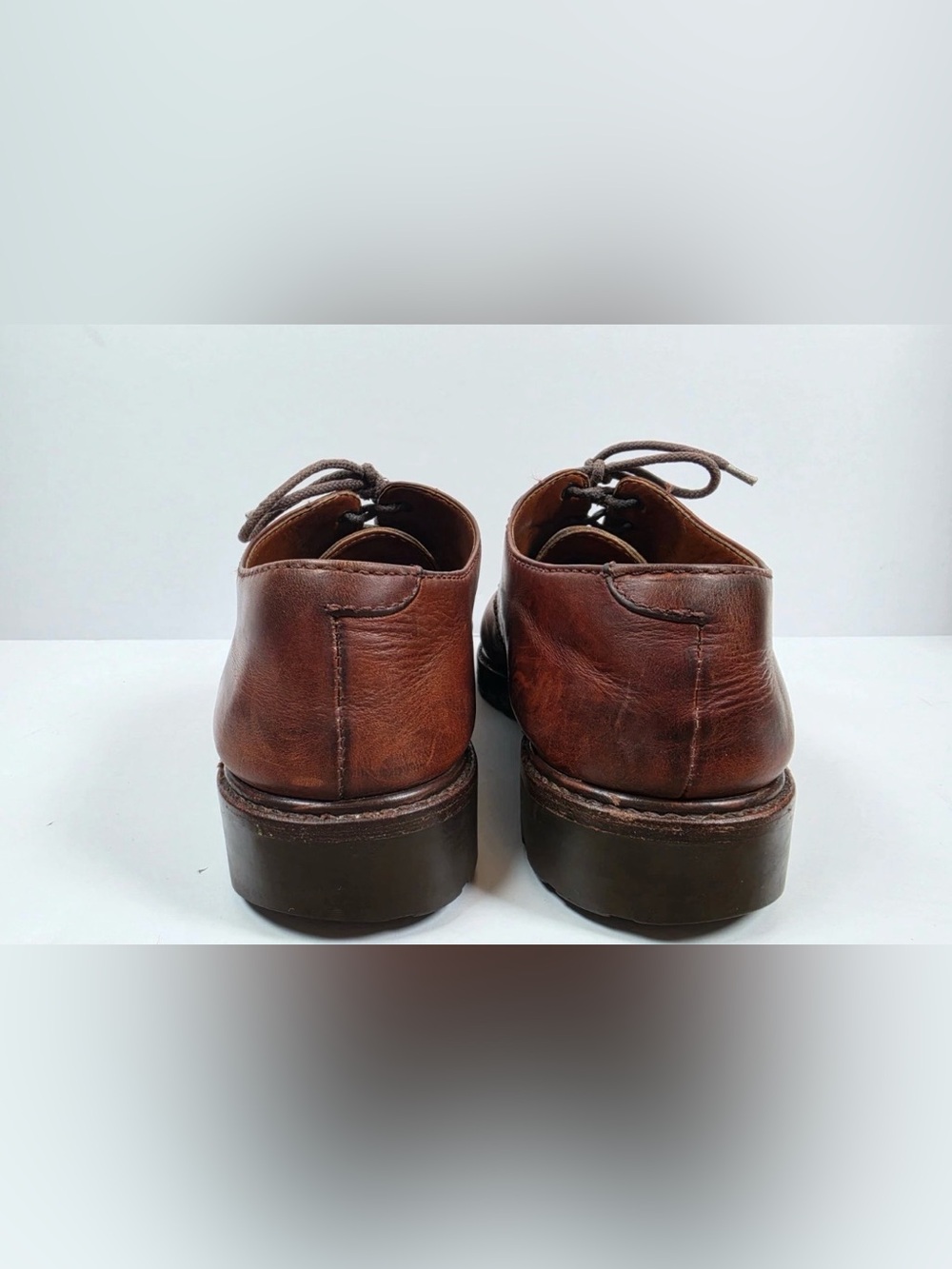 Vtg Polo Ralph Lauren Country Men Leather Derby Shoes Brown Lug Sole 10D - Picture 4 of 12